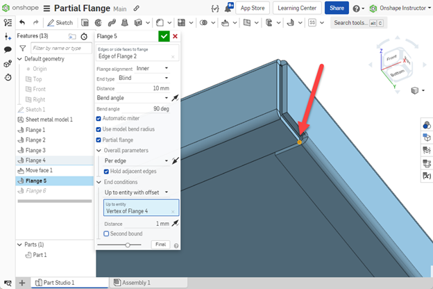 Tech Tip: How to Create Partial Sheet Metal Flanges in Onshape