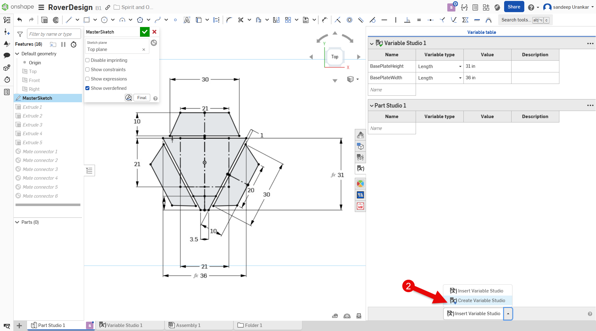 Using the variable in Onshape