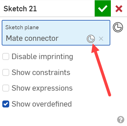 The smaller Mate Connector button in the Sketch plane field