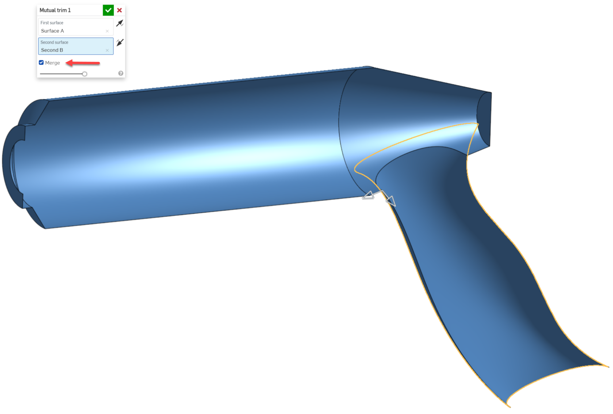 using the mutual trim merge fuction