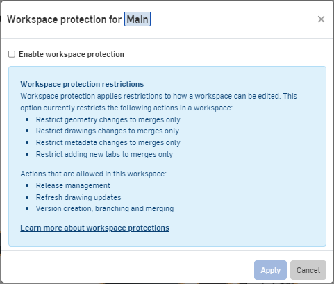 Workspace protection for Main