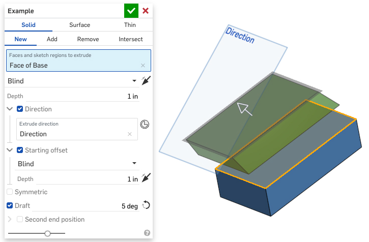 Options for the Extrude tool