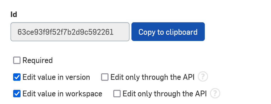 the ID code to use in the Feature Studio