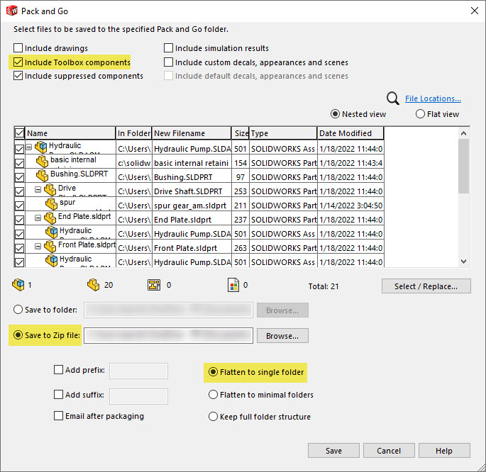 solidworks pack and go file