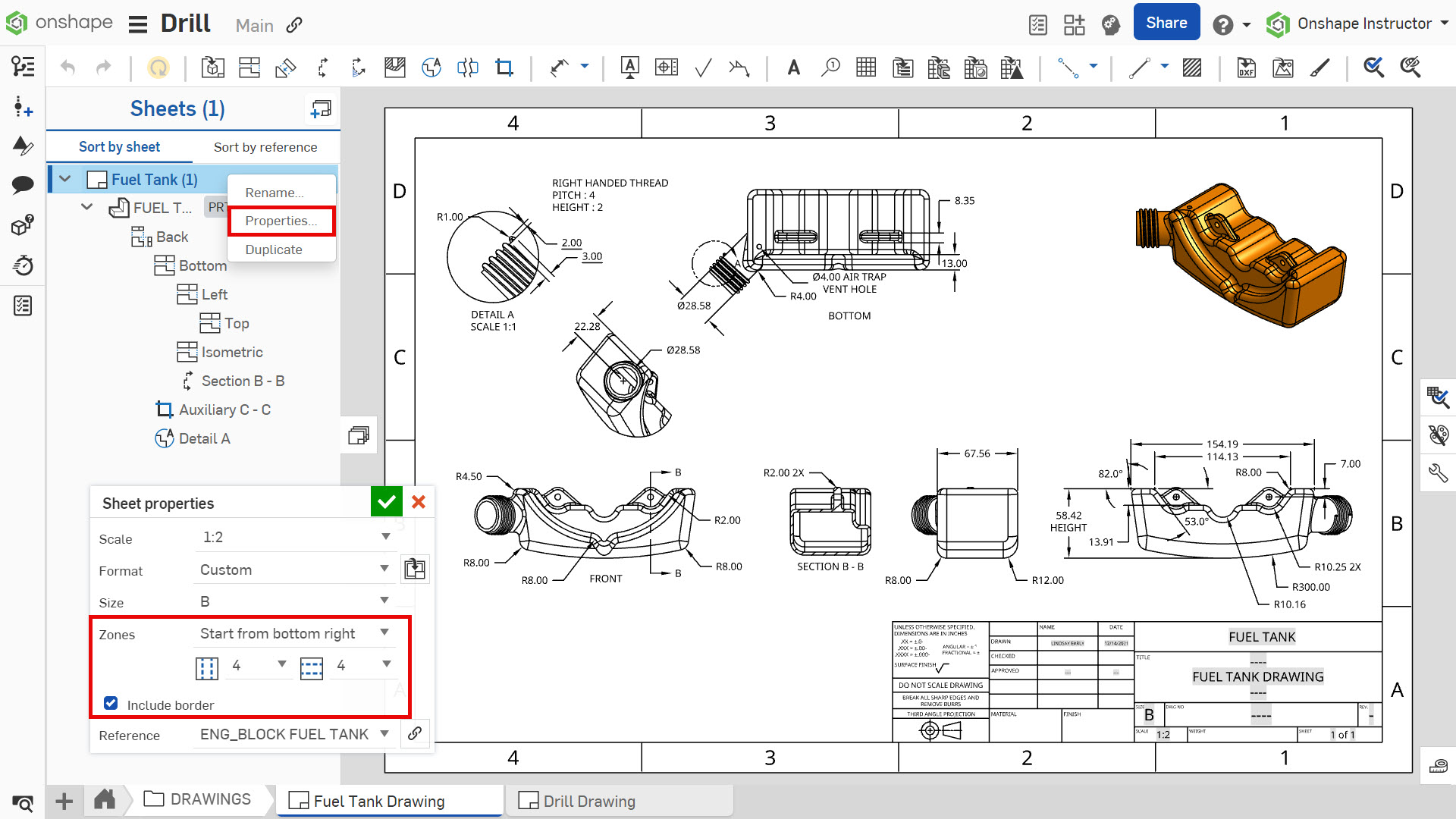 Sheet properties 