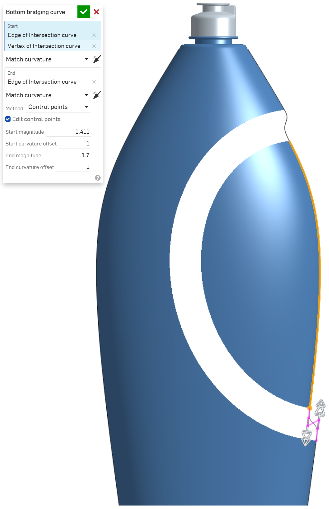 Setting the bottom bridging curve