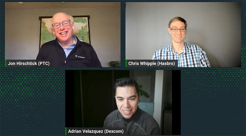 Chris Whipple, Adrian Velazquez and Jon Hirschtick as seen in the webinar. 