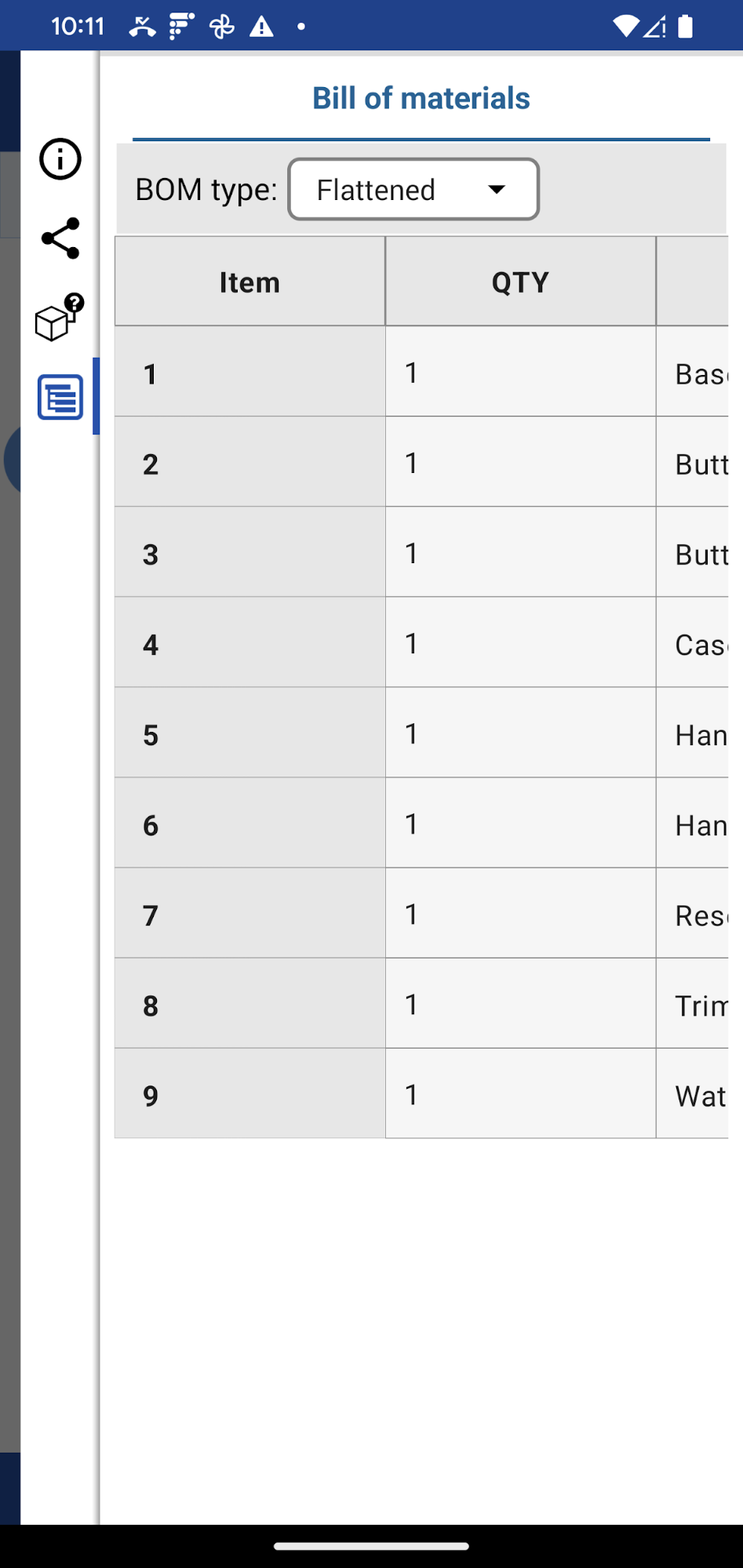 BOM Tables on Android