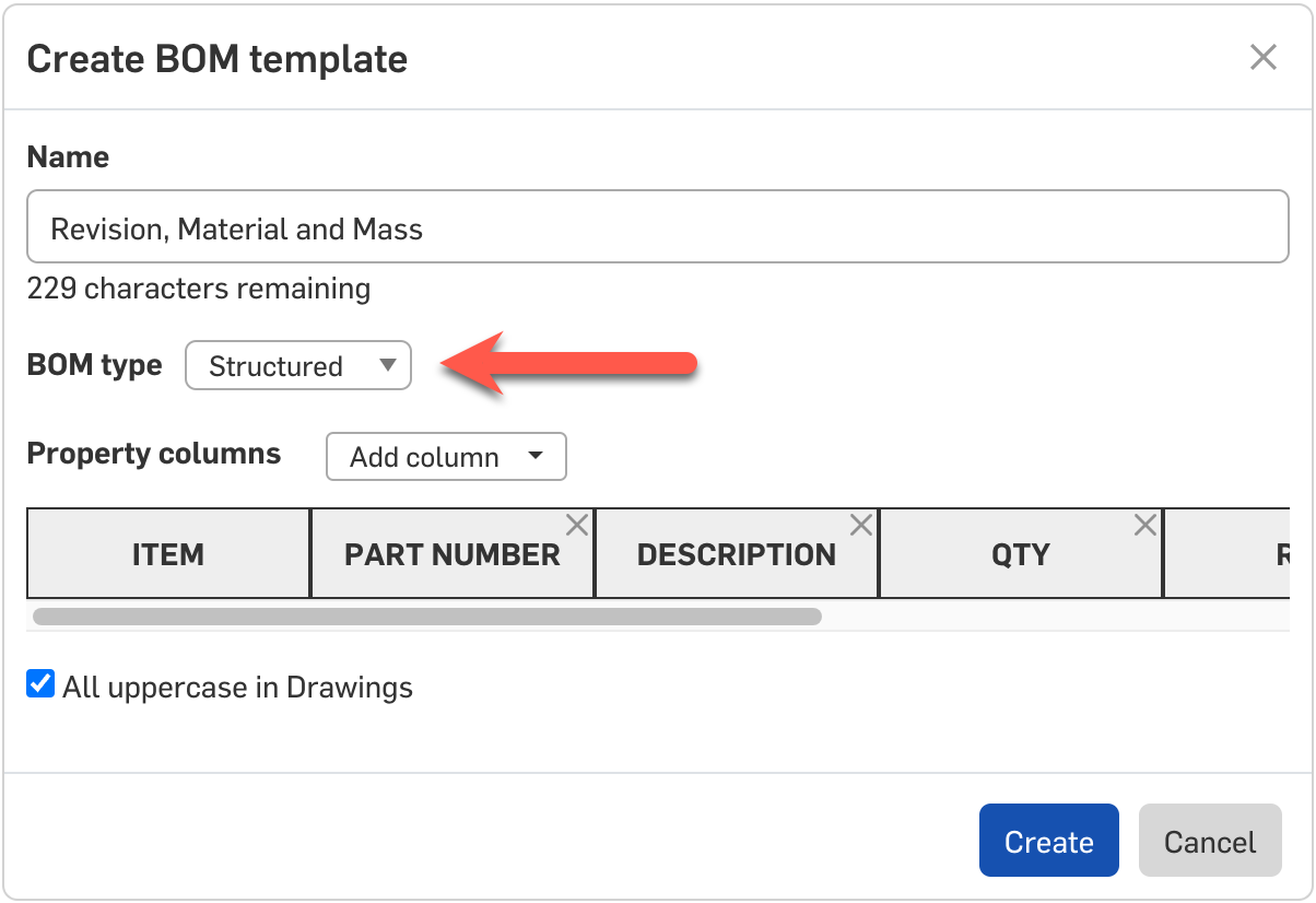 Default Type for BOM Templates