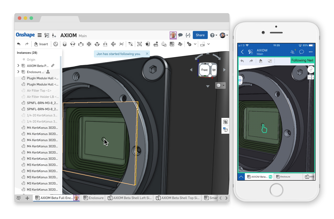 Follow mode in Onshape