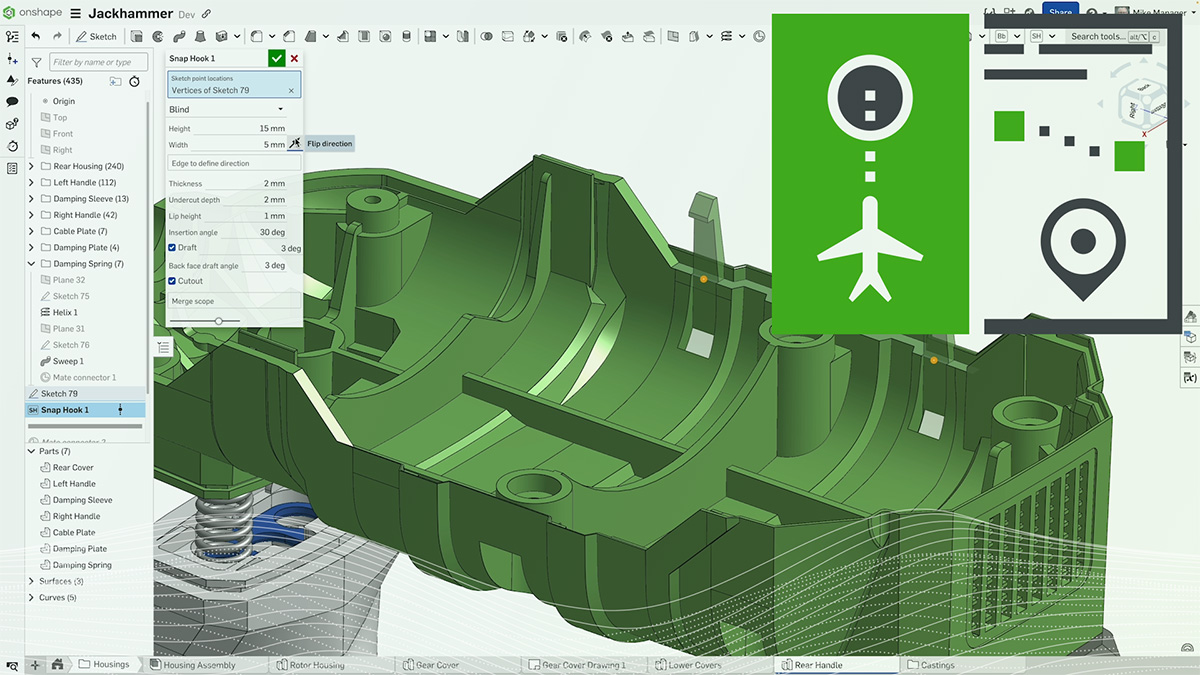 A 3D model with an overlay of a location pin and airplane, representing the Aviation Defense Industry.