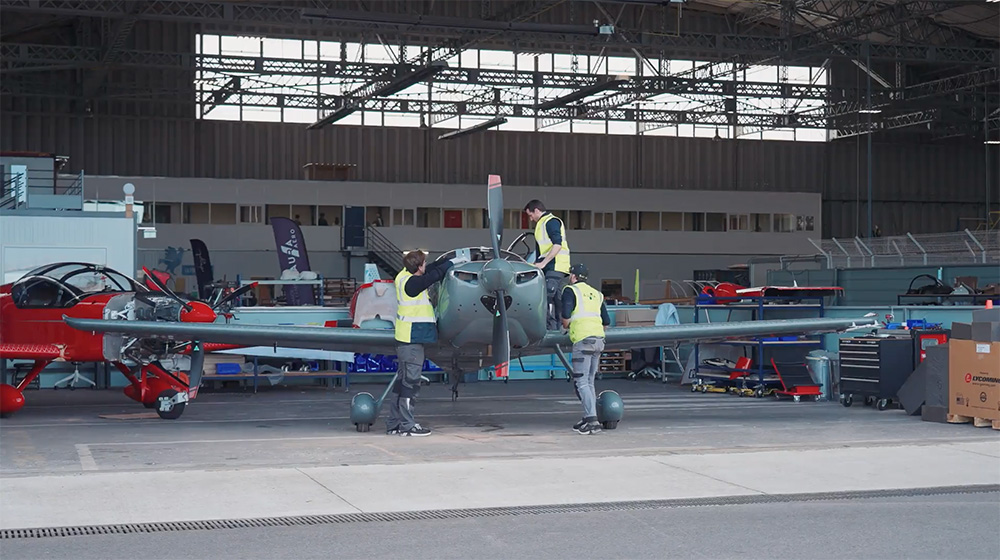 Aura Aero aircraft in hanger