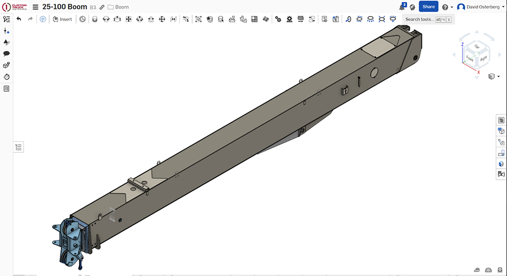 Closed Boom Assembly Design in Onshape CAD