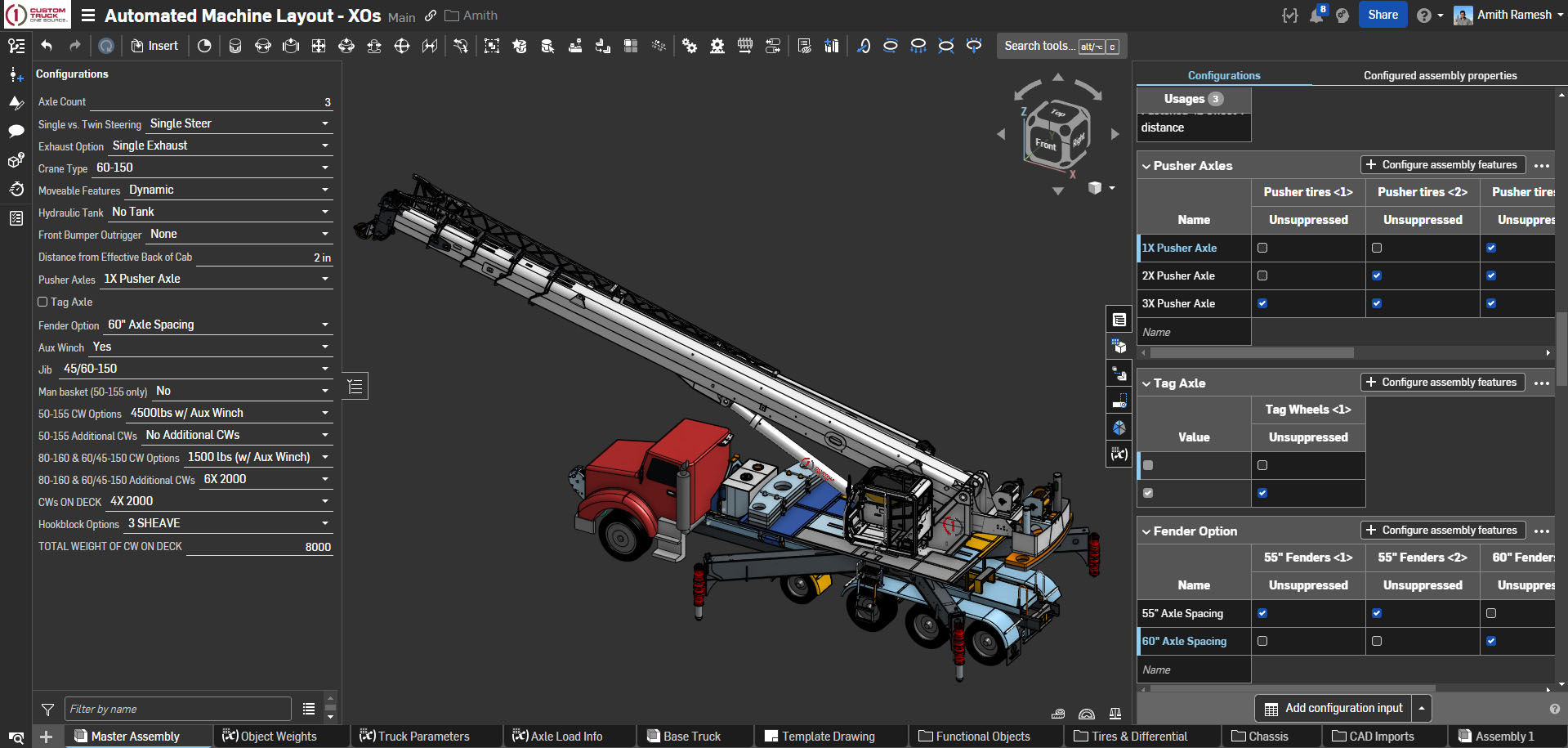 General Assembly of the machine layout of a truck in CAD