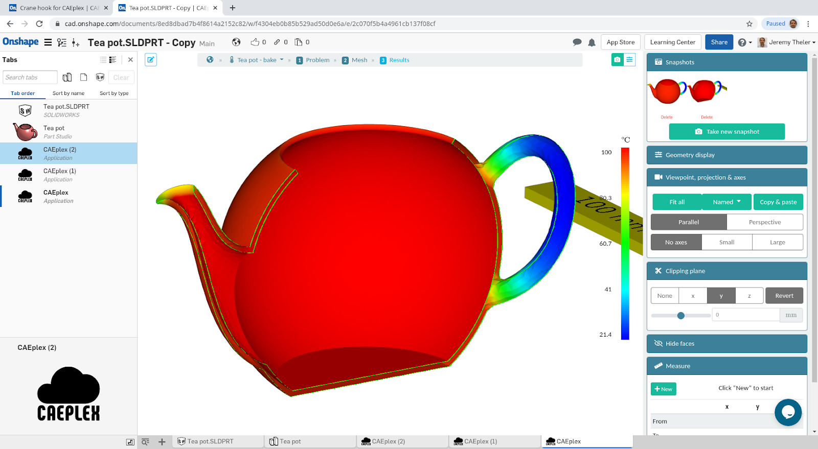 heat stresses of a 3d model of a teapot