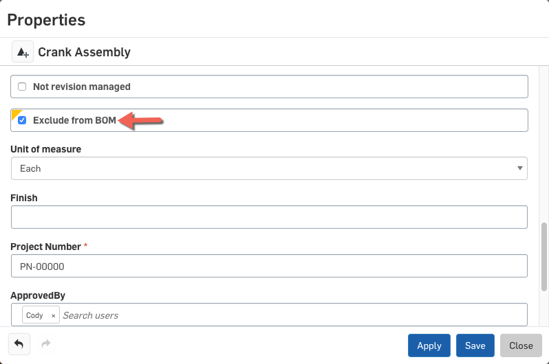 Exclude From BOM Properties