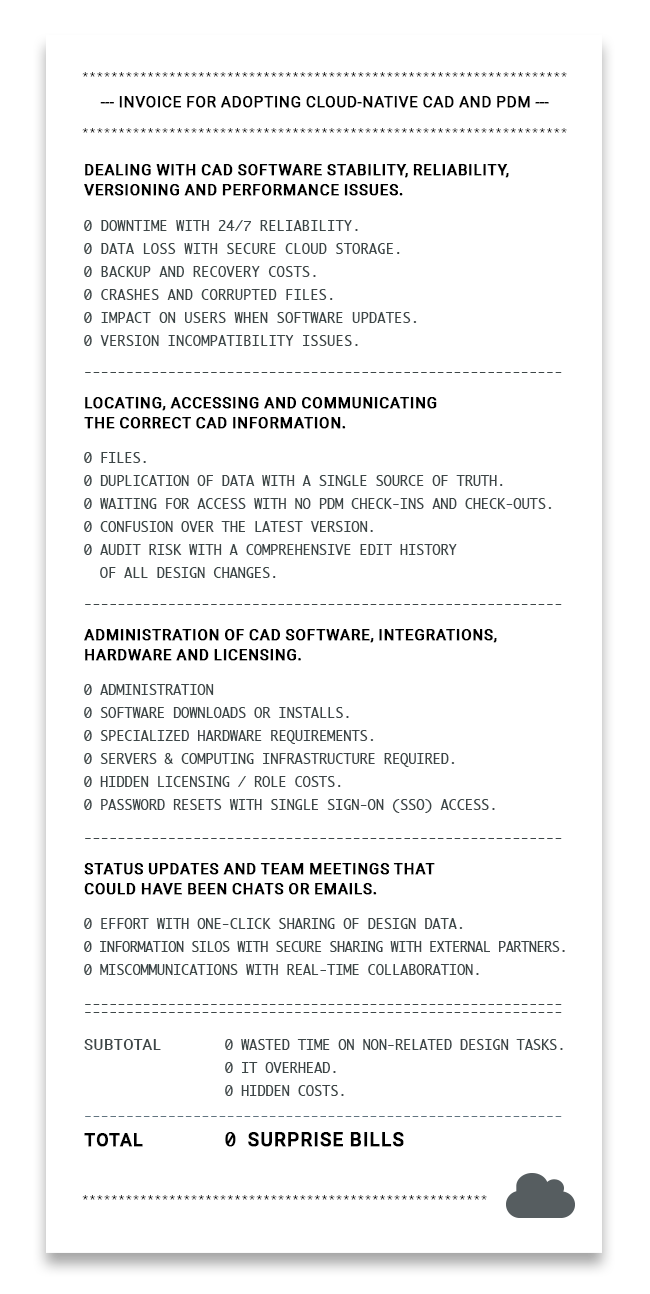 invoice graphic for adopting cloud-native CAD and PDM