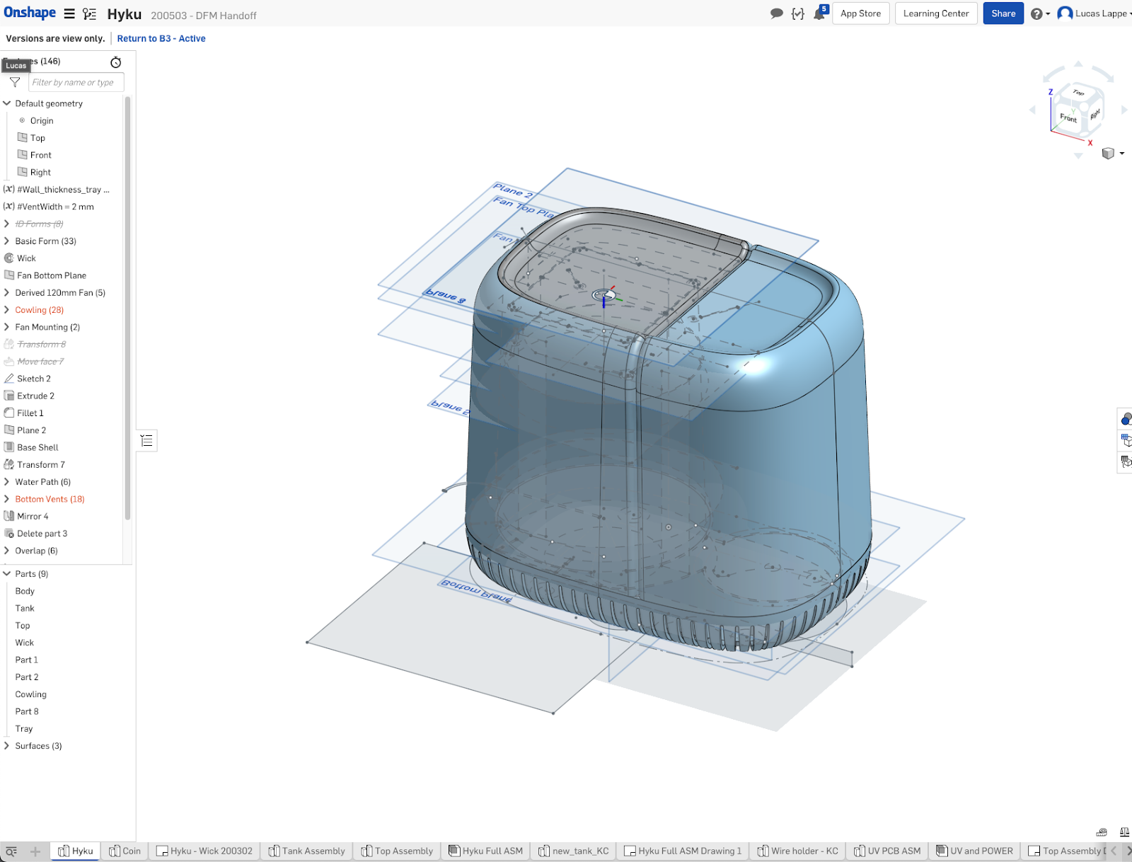 image of the Canopy's design on Onshape